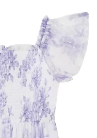 Girls 7-16 Lilac Clip Dot Mesh Maxi Dress