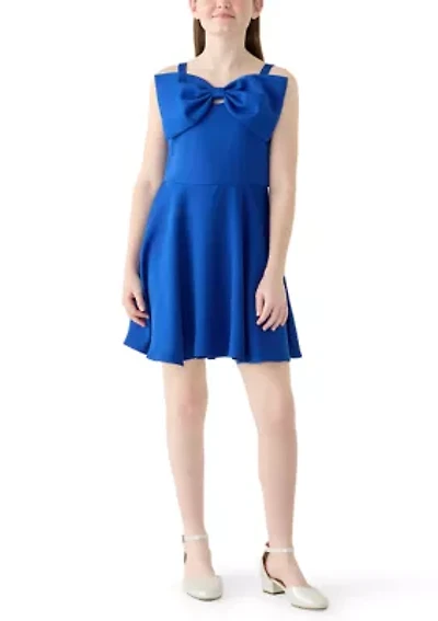 Girls 7-16 Bow Scuba Skater Dress