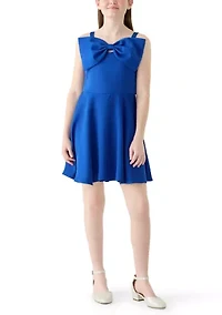 Girls 7-16 Bow Scuba Skater Dress