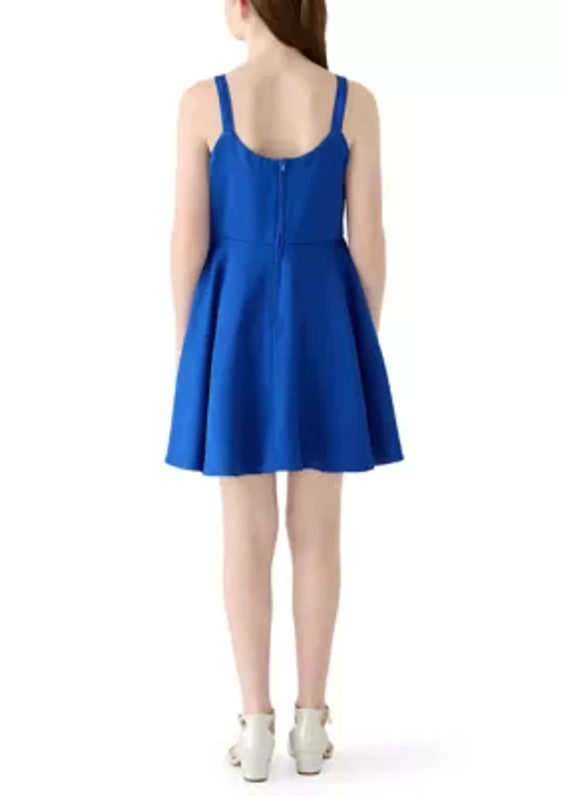 Girls 7-16 Bow Scuba Skater Dress