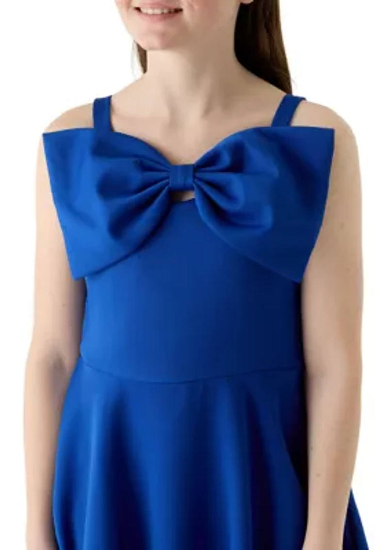 Girls 7-16 Bow Scuba Skater Dress