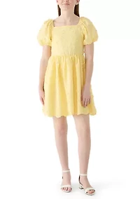 Girls 7-16 Flower Embroidery Dress