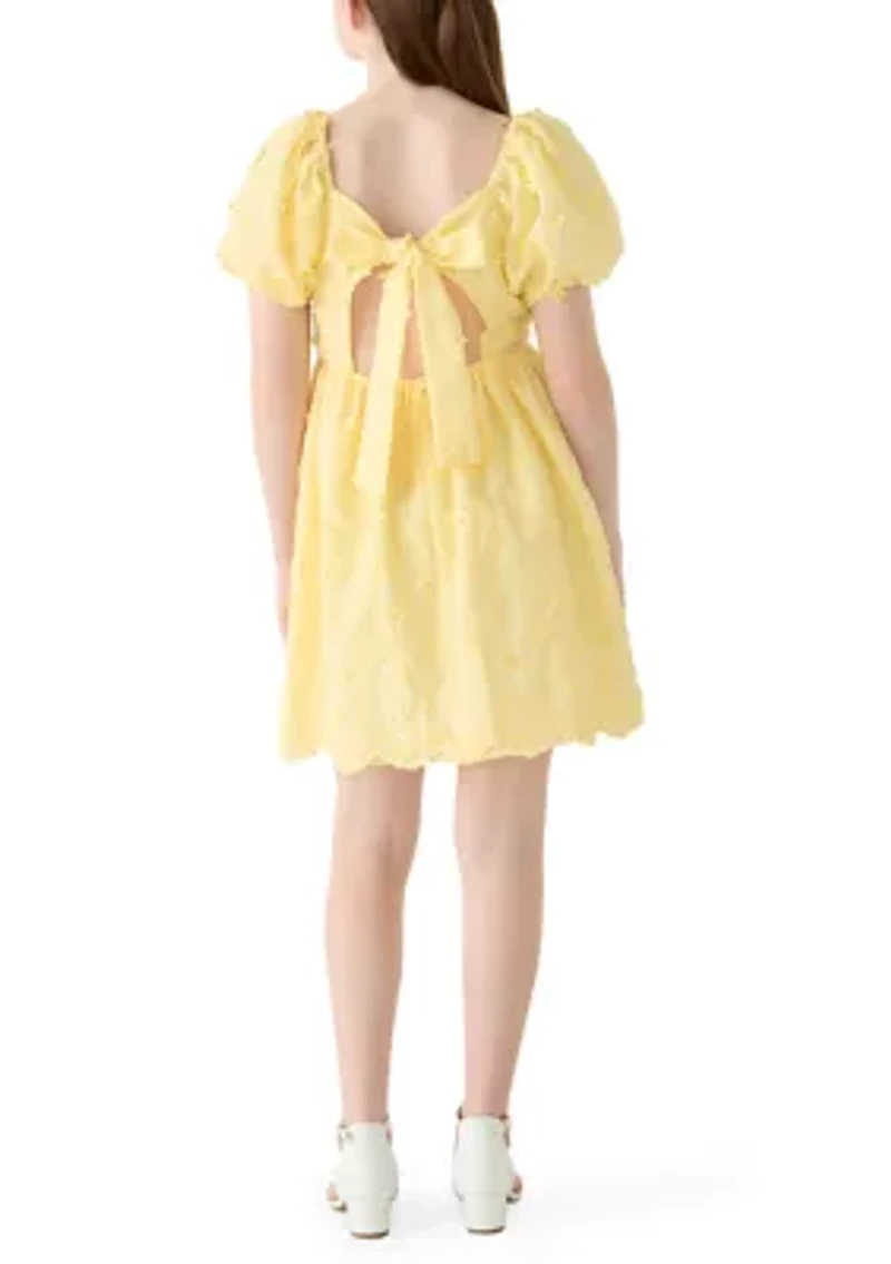 Girls 7-16 Flower Embroidery Dress