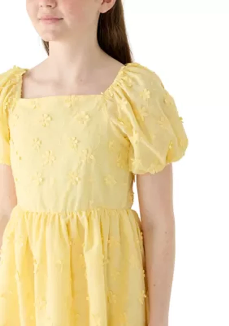 Girls 7-16 Flower Embroidery Dress