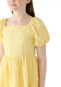 Girls 7-16 Flower Embroidery Dress