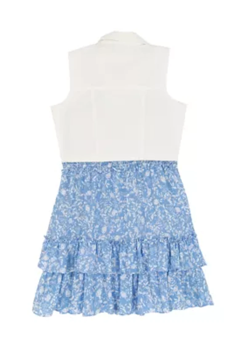 Girls 7-16 Denim Vest Dress Set