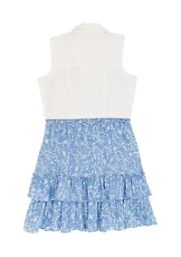 Girls 7-16 Denim Vest Dress Set