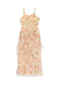 Girls 7-16 Floral Glitter Mesh Maxi Dress