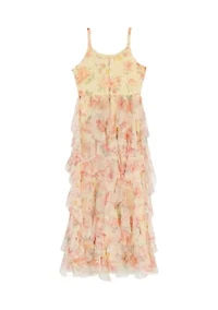 Girls 7-16 Floral Glitter Mesh Maxi Dress