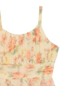 Girls 7-16 Floral Glitter Mesh Maxi Dress