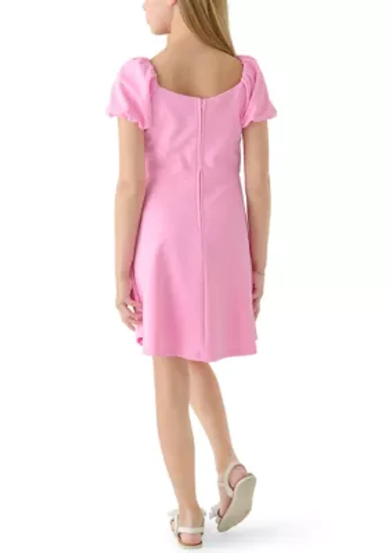 Girls 7-16 Pink Scuba Crepe Dress