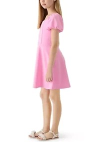 Girls 7-16 Pink Scuba Crepe Dress