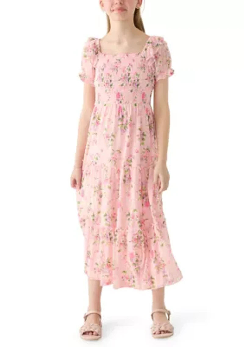 Girls 7-16 Floral Mesh Maxi Dress
