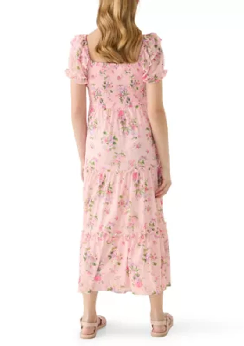 Girls 7-16 Floral Mesh Maxi Dress