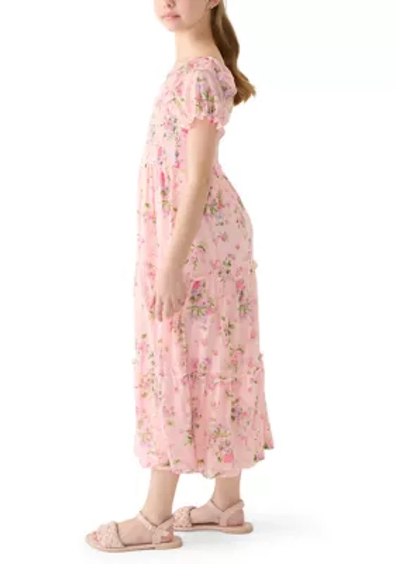 Girls 7-16 Floral Mesh Maxi Dress