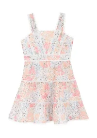 Girls 7-16 Floral Printed Eyelet Dress