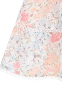 Girls 7-16 Floral Printed Eyelet Dress