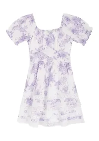 Girls 7-16 Toile Knot Waist Dress