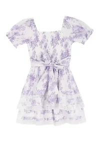 Girls 7-16 Toile Knot Waist Dress