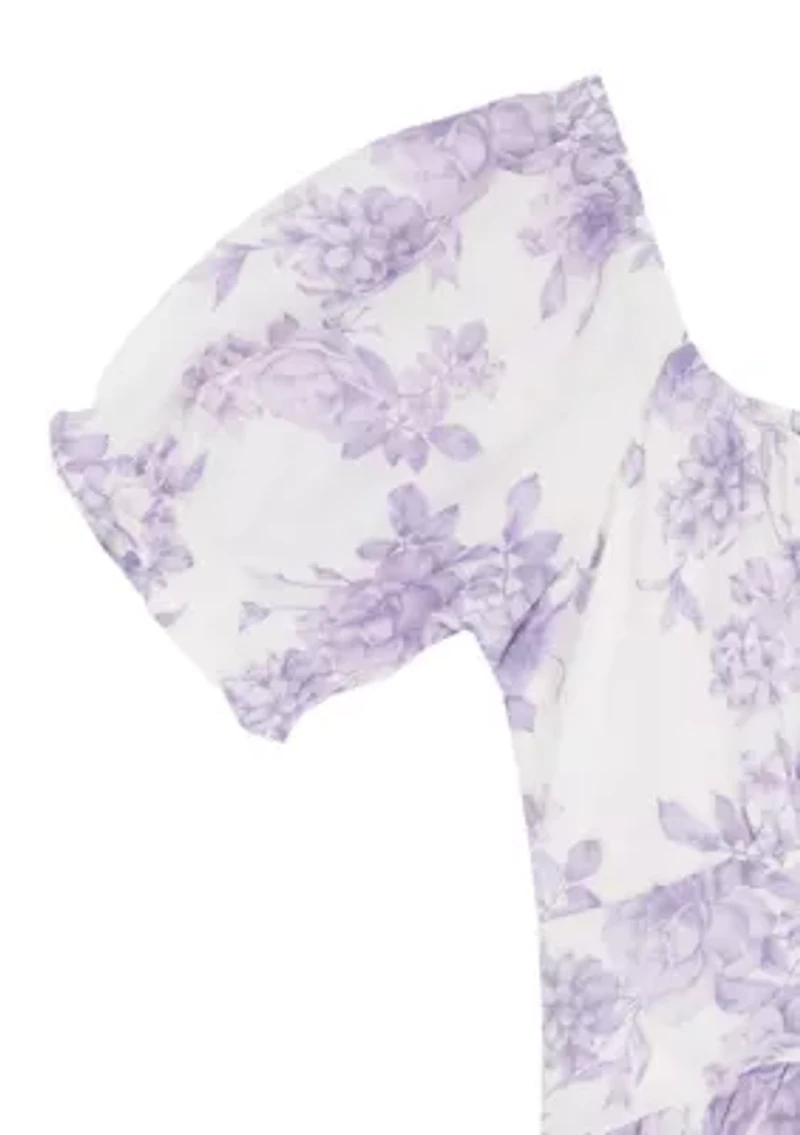 Girls 7-16 Toile Knot Waist Dress