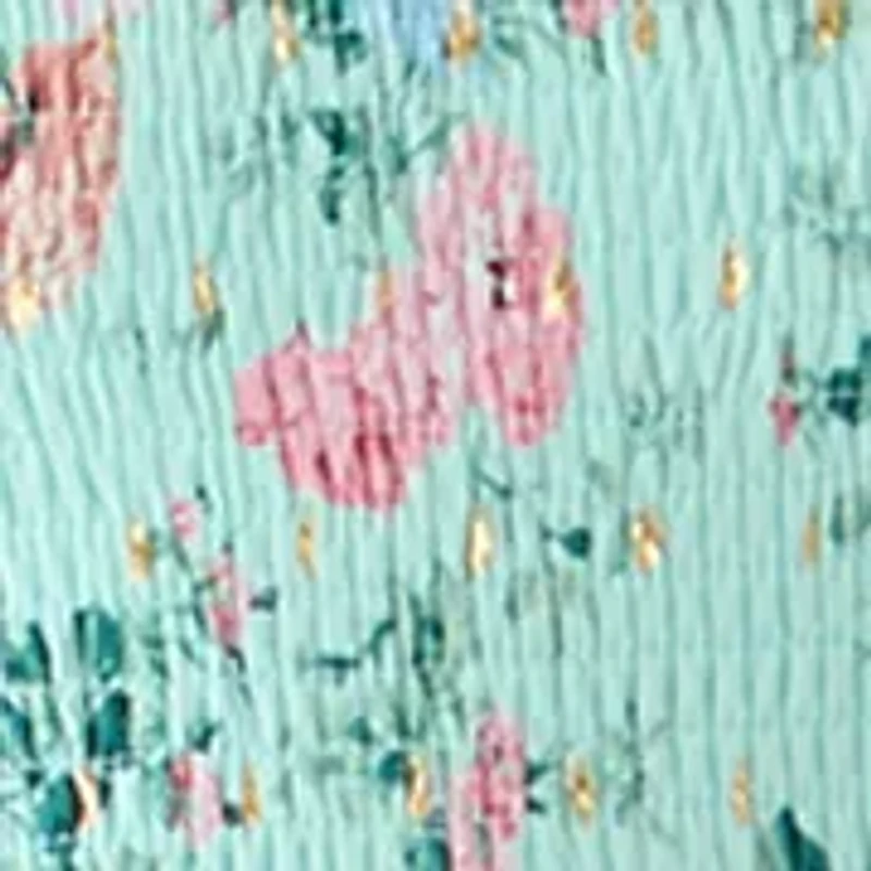 Girls 7-16 Floral Lurex Chiffon Smocked Dress