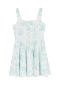 Girls 7-16 Aqua Toile Scuba Skater Dress