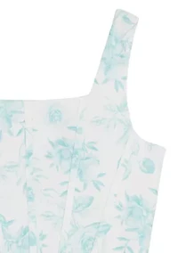 Girls 7-16 Aqua Toile Scuba Skater Dress