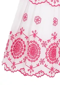 Girls 7-16 Pink Tiered Eyelet Dress
