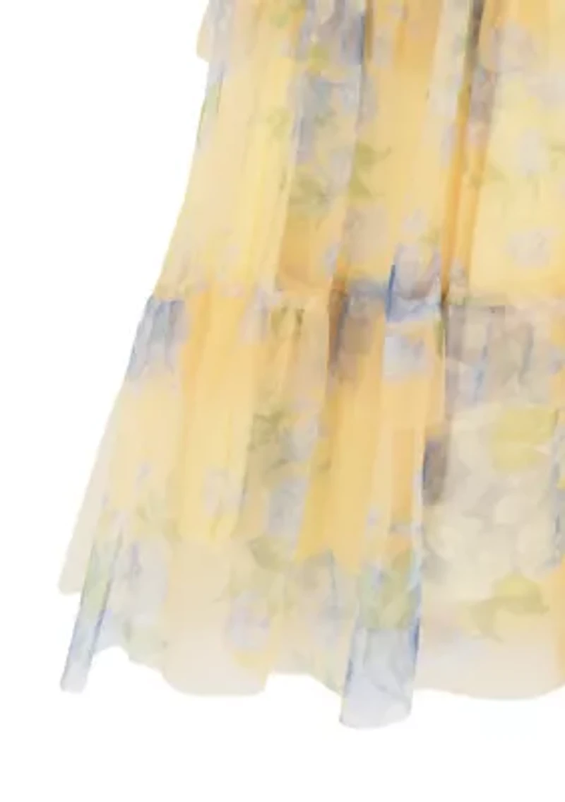 Girls 7-16 Floral Mesh Maxi Dress