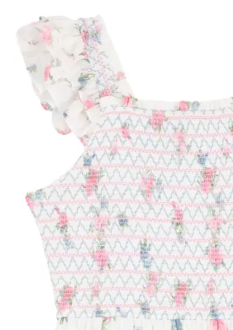 Girls 7-16 Ivy Floral Textured Woven Maxi Dress