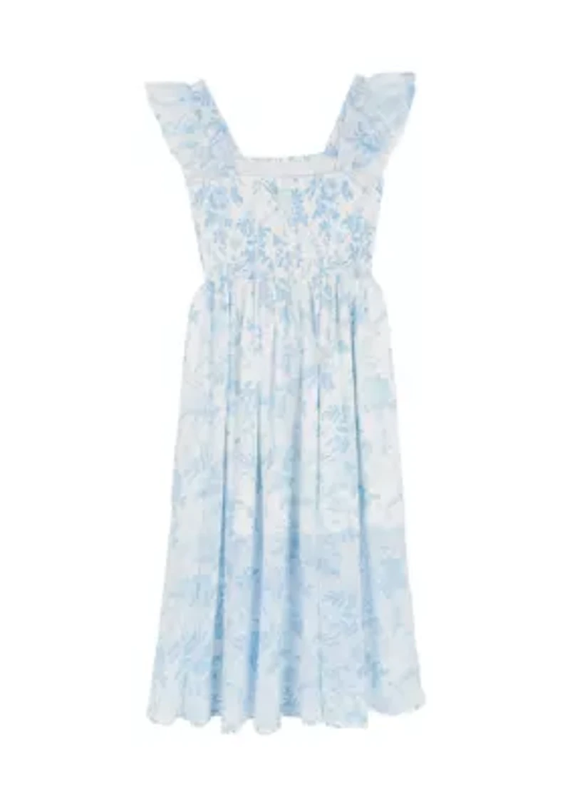 Girls 7-16 Toile Smocked Maxi Dress