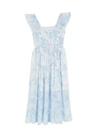 Girls 7-16 Toile Smocked Maxi Dress