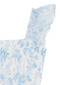 Girls 7-16 Toile Smocked Maxi Dress