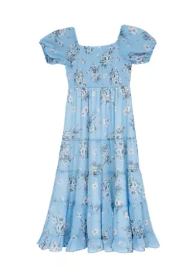 Girls 7-16 Floral Smocked Maxi Dress