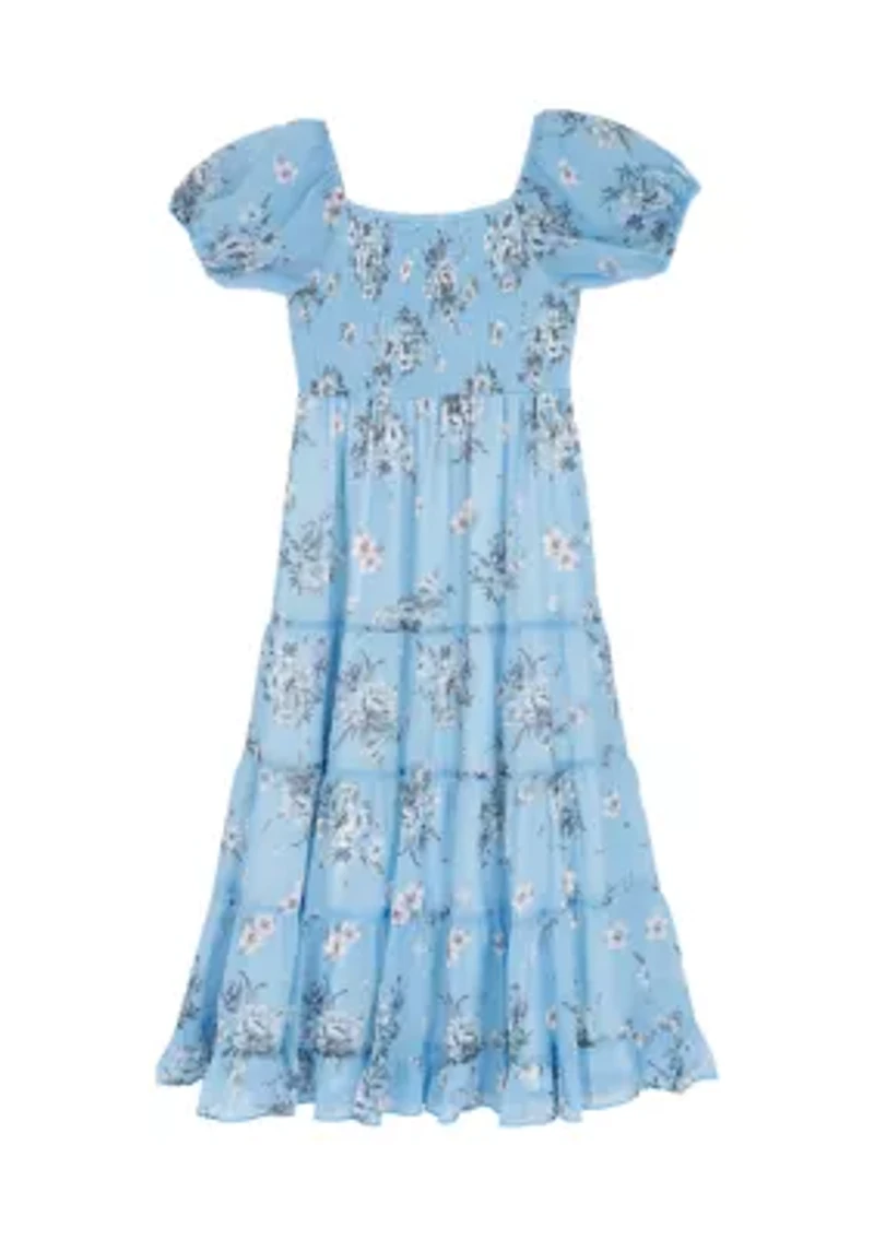 Girls 7-16 Floral Smocked Maxi Dress