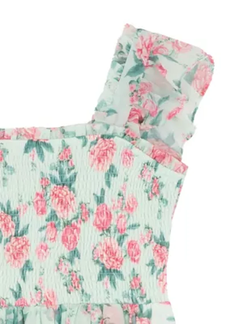 Girls 7-16 Multi Floral Tiered Maxi Dress