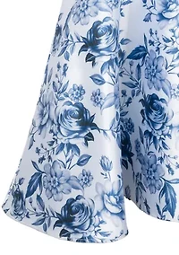 Girls 7-16 Blue Floral Mikado Dress