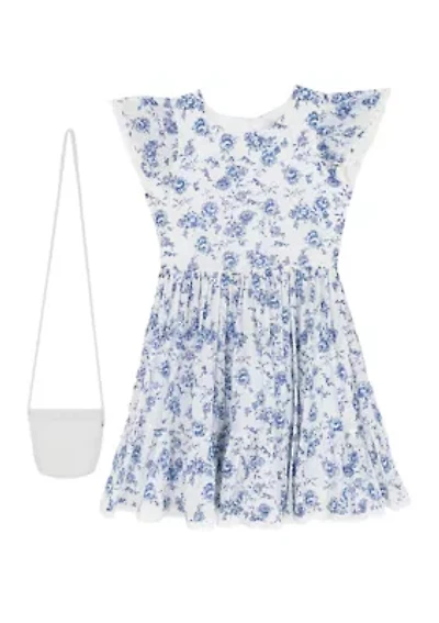 Girls 7-16 Floral Toile Dress