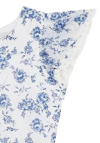 Girls 7-16 Floral Toile Dress