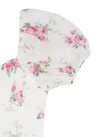 Girls 7-16 Floral Clip Dot Ruffle Dress