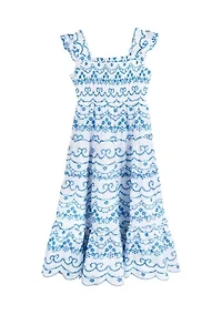 Girls 7-16 Embroidered Eyelet Maxi Dress