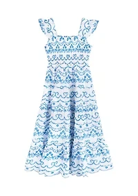 Girls 7-16 Embroidered Eyelet Maxi Dress