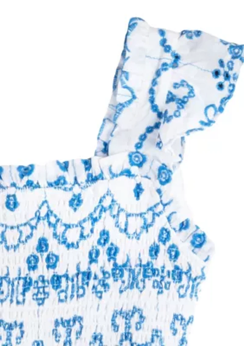 Girls 7-16 Embroidered Eyelet Maxi Dress