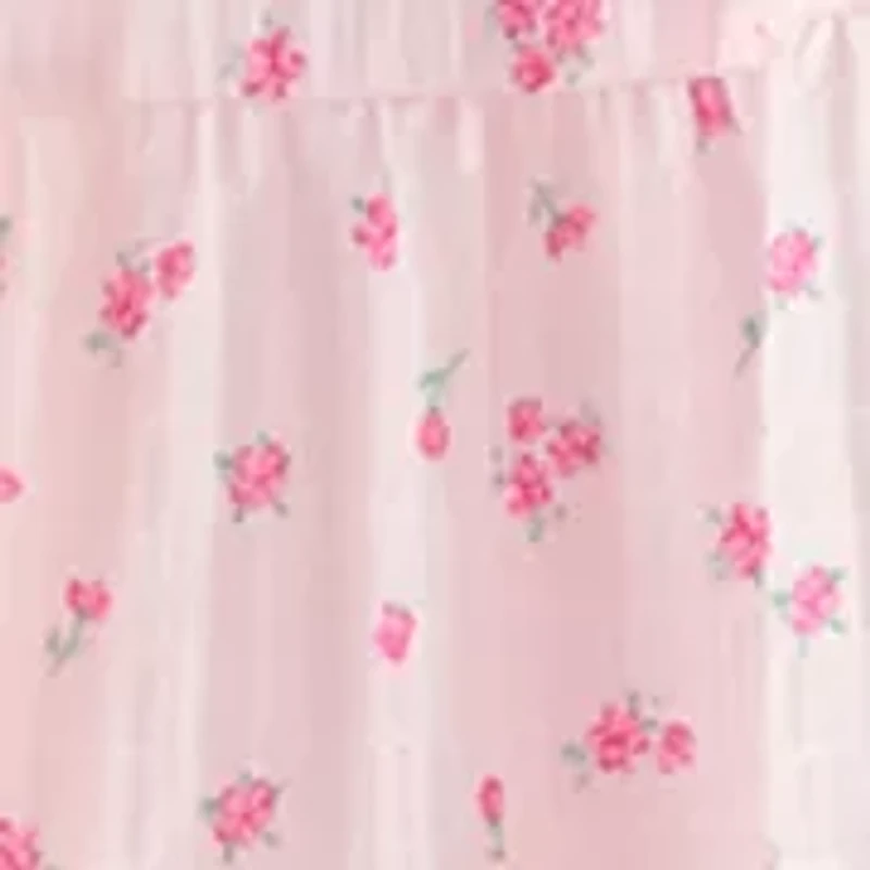 Girls 7-16 Denim Vest Pink Floral Dress