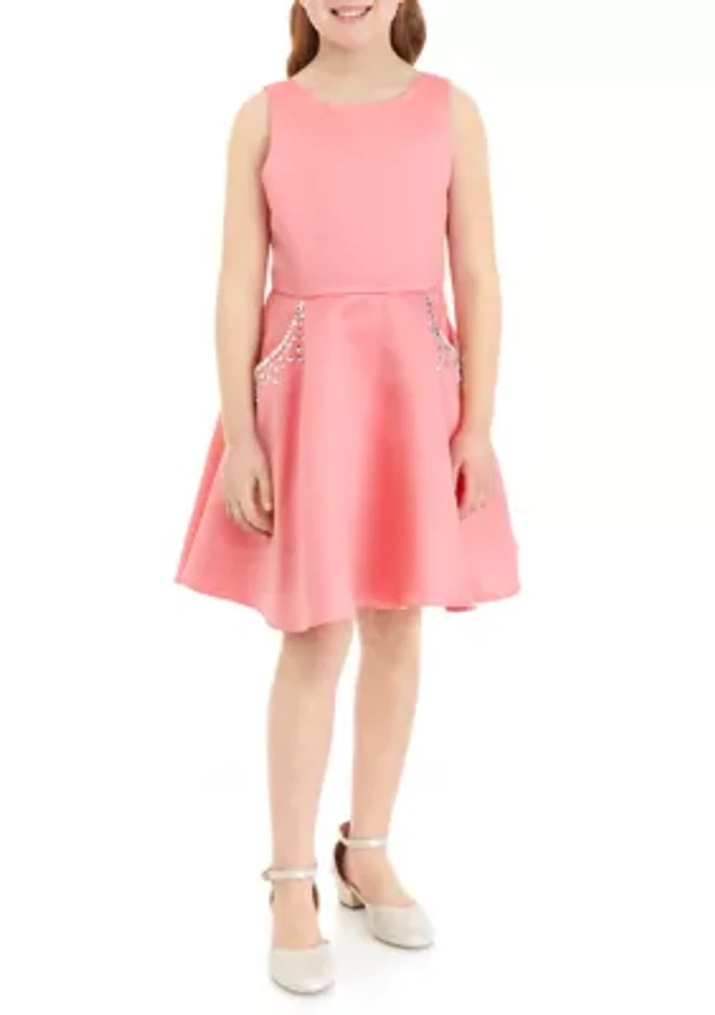 Girls 7-16 Satin A-Line Dress