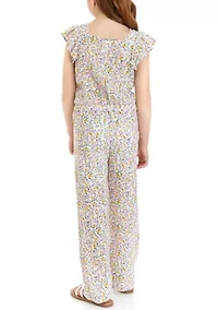 Girls 7-16 Floral Printed Top and Pants Set