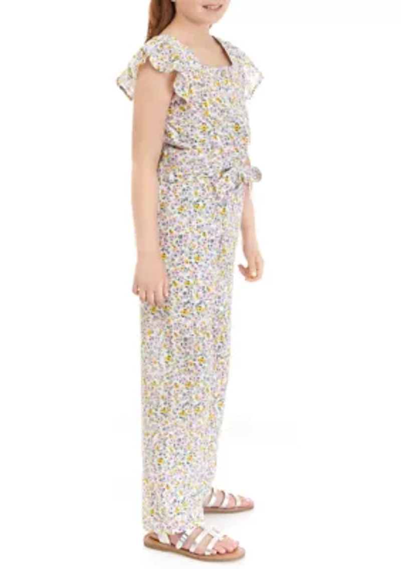Girls 7-16 Floral Printed Top and Pants Set