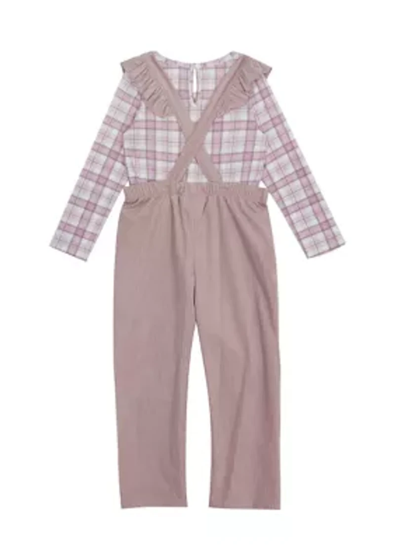 Girls 4-6x Corduroy Ruffle Overall Set