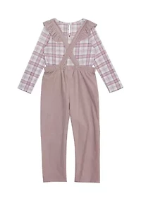 Girls 4-6x Corduroy Ruffle Overall Set