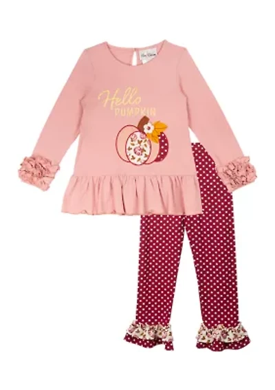 Girls 4-6x Knit Top and Printed Leggings Set